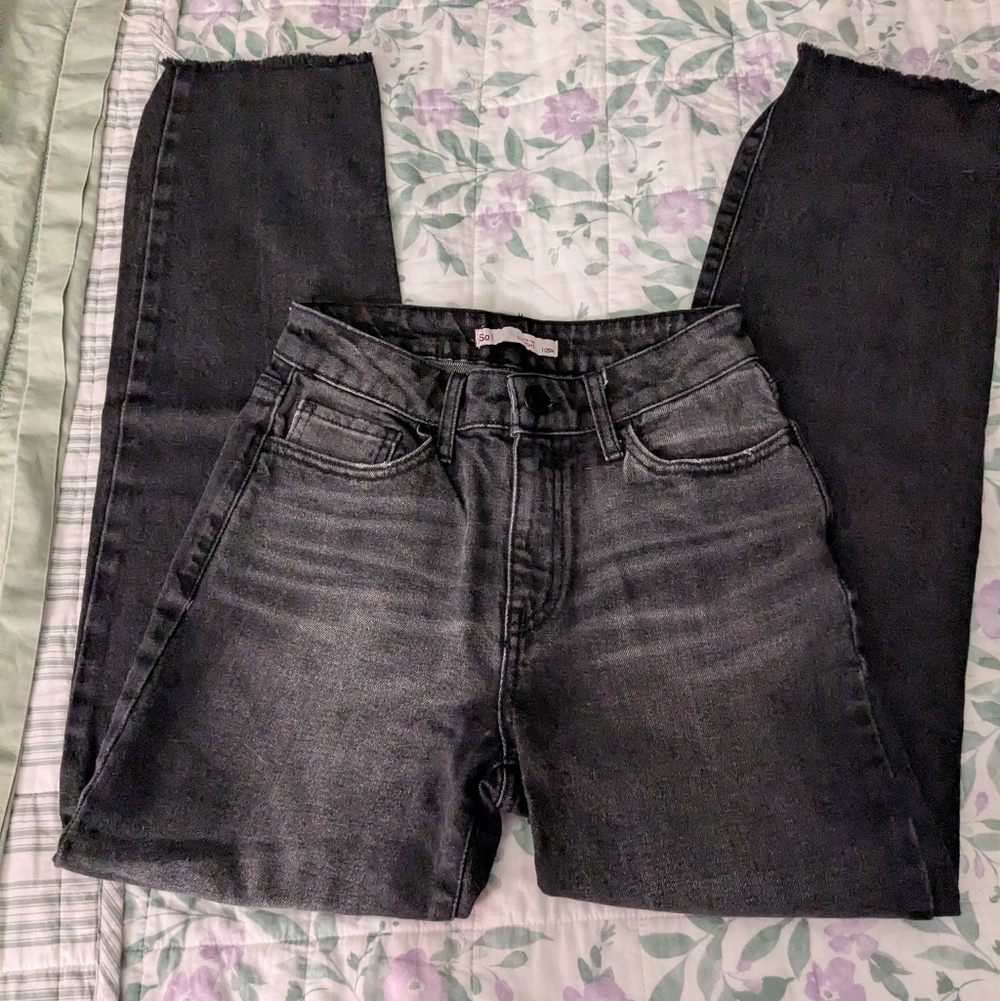 So Women's High Rise Straight Black Denim Jeans Size 1/25W